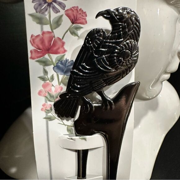 Solid Metal Black Crow Hair Pin - Picture 4 of 6